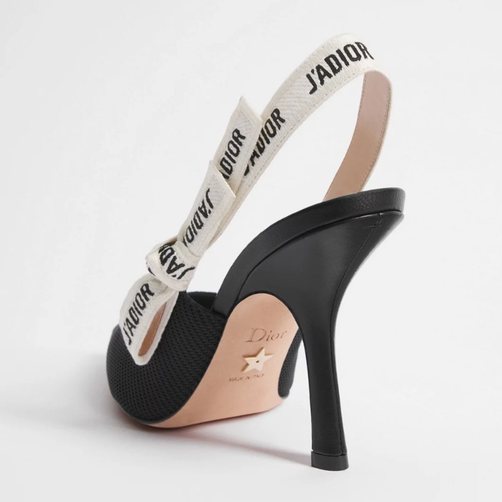 Dior Black and Cream Slingback Pointed Toe Heels - Picture 15 of 16